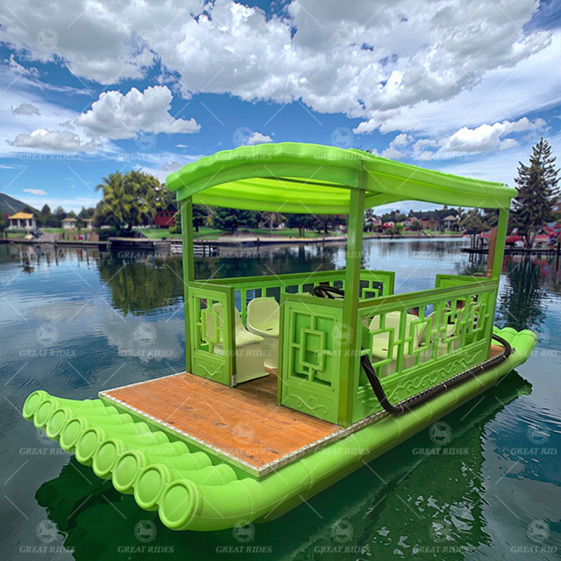 Traditional Bamboo Style Electric Boat 6-8 Persons with Battery Motor for Leisure Water Travel