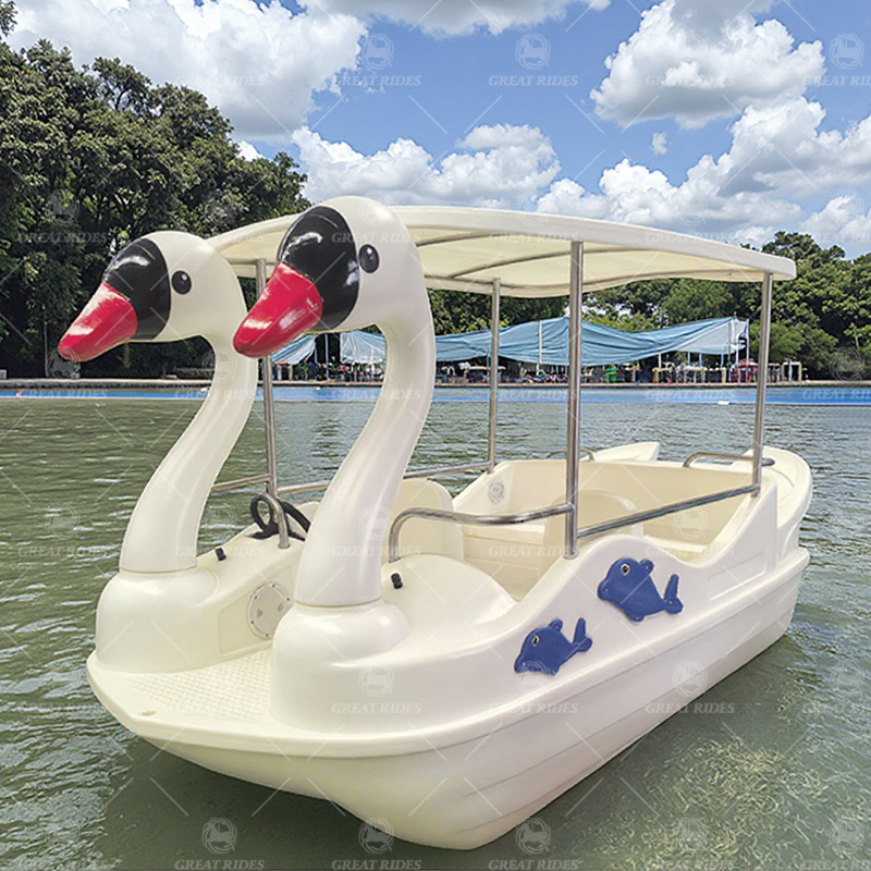 2025 New Design Battery Powered Swan Electric Boat 4.1m 5-Person PE Ride for Rental Use for Sale