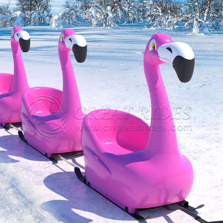 Children and Adult Outdoor Flamingo Sled Toys Essential 1 Person Plastic Skis and Sled for Snow Play