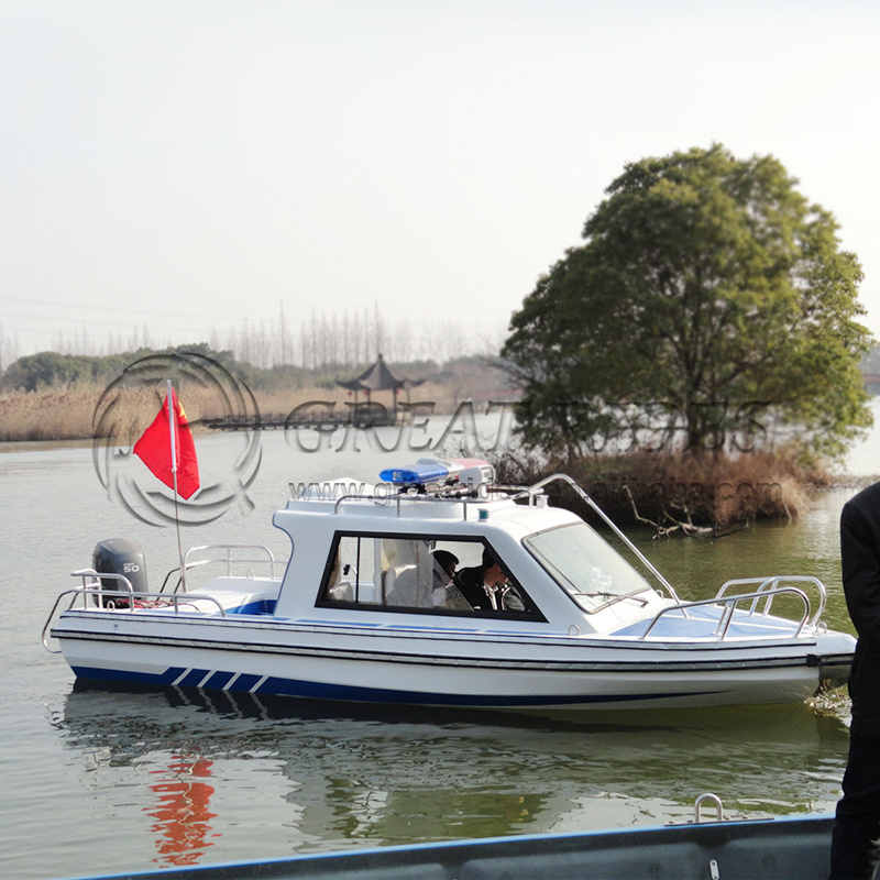 Freshwater 6 Passengers Fiberglass Fishing Boats With Half Cabin Long Life Yacht