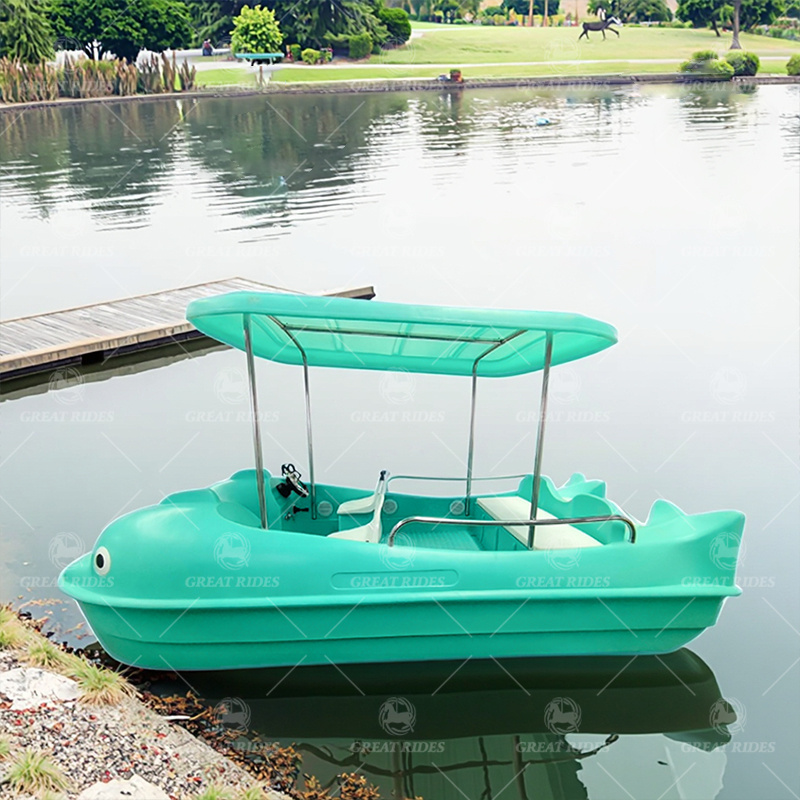 Dolphin Theme 5-Seat Electric Paddle Boat Stable PE Plastic Material for Kids Water Playground Attractions for Outdoor Drifting
