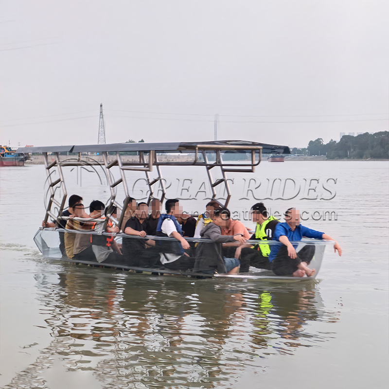 China Manufacturers 5.5m Transparent Polycarbonate Boat 12 Searter See Through Boat with 20-40HP Motor for Sale