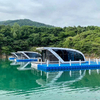 China Supplier 38ft Fiberglass Floating Pontoon Boat Luxury Water House Boat Water Boat Villa With Cabin