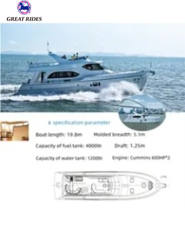 Luxury Fashion Boat Yacht Luxury Boat Cabin High Performance Yacht with Living Facilities