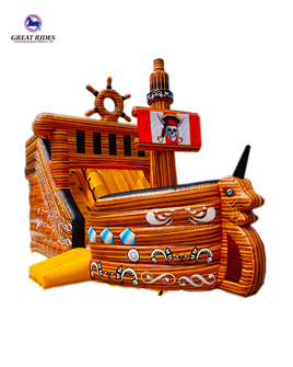 Pirate ship inflatable trampoline slide outdoor playground equipment for sale