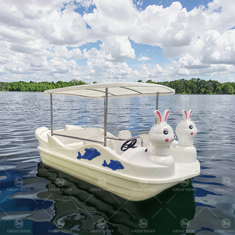 5-Seater Rabbit Electric Paddle Boat PE Plastic Watercraft for Amusement Parks and Scenic Lakes for Sale