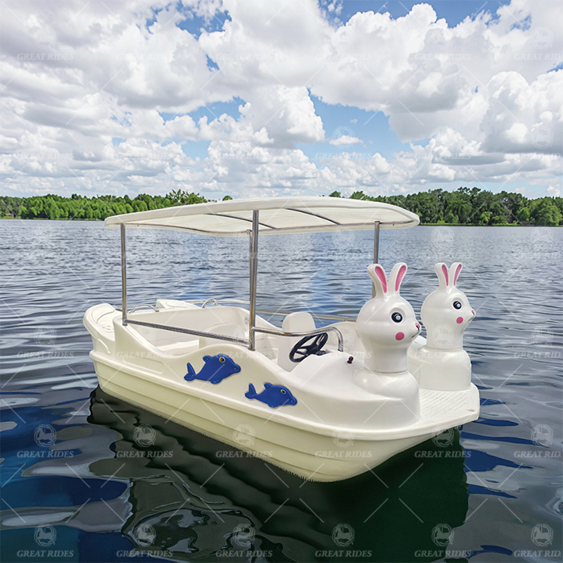 5-Seater Rabbit Electric Paddle Boat PE Plastic Watercraft for Amusement Parks and Scenic Lakes for Sale