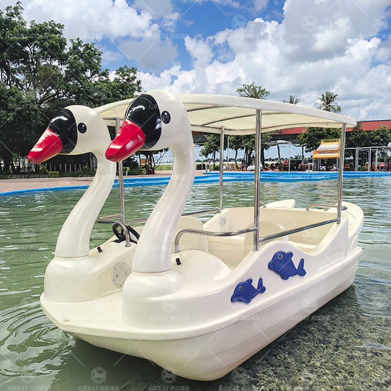 2025 New Design Battery Powered Swan Electric Boat 4.1m 5-Person PE Ride for Rental Use for Sale