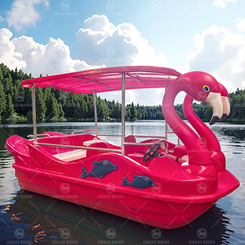 Flamingo 4-5 Seater Electric Boat PE Made Stable Drifting for Water Parks Lakes Family Rental Business