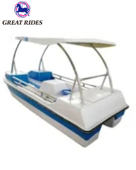 China Supplier 4 Seats Water Park Equipment Electric Fiberglass Water Vehicle Floating Leisure Pedal Boats For Tourists