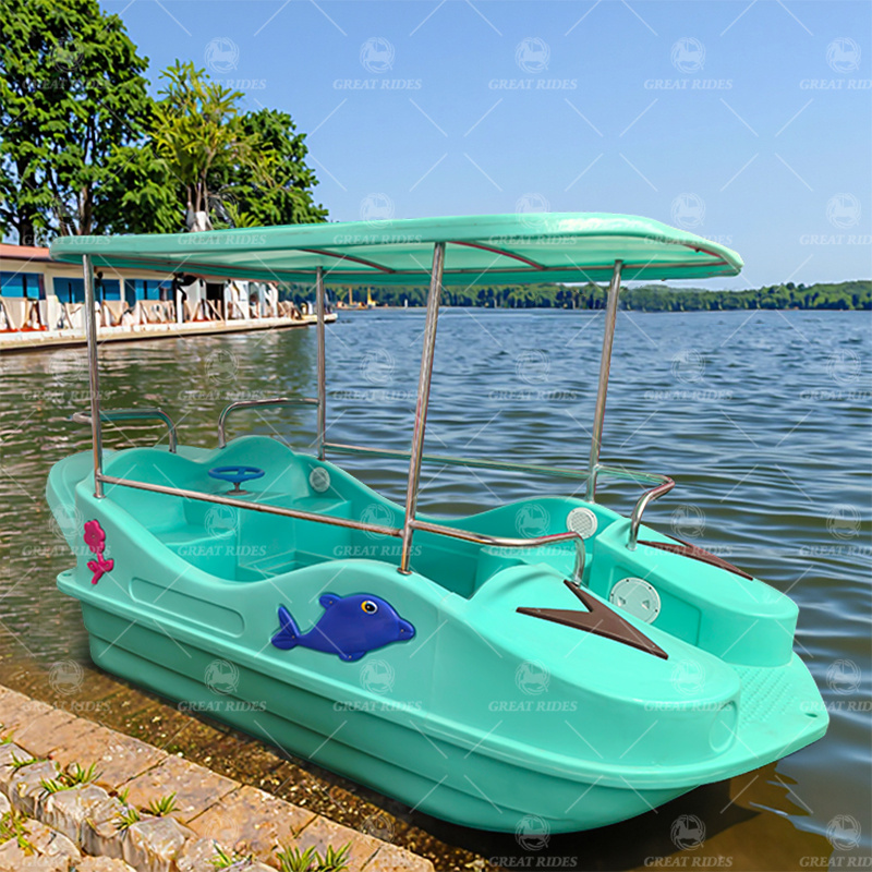 4 Person Pedal Boat with PE Plastic Body for Lake Use Family Recreation and Water Park Rental Business