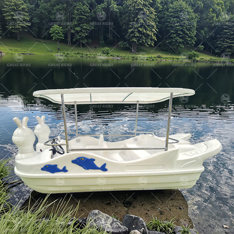 5-Seater Rabbit Electric Paddle Boat PE Plastic Watercraft for Amusement Parks and Scenic Lakes for Sale