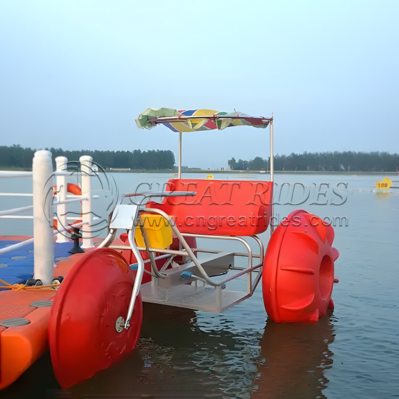 Fairground Plastic LLDPE Foot Pedal Boat Stainless Frame Floating Water Tribike 