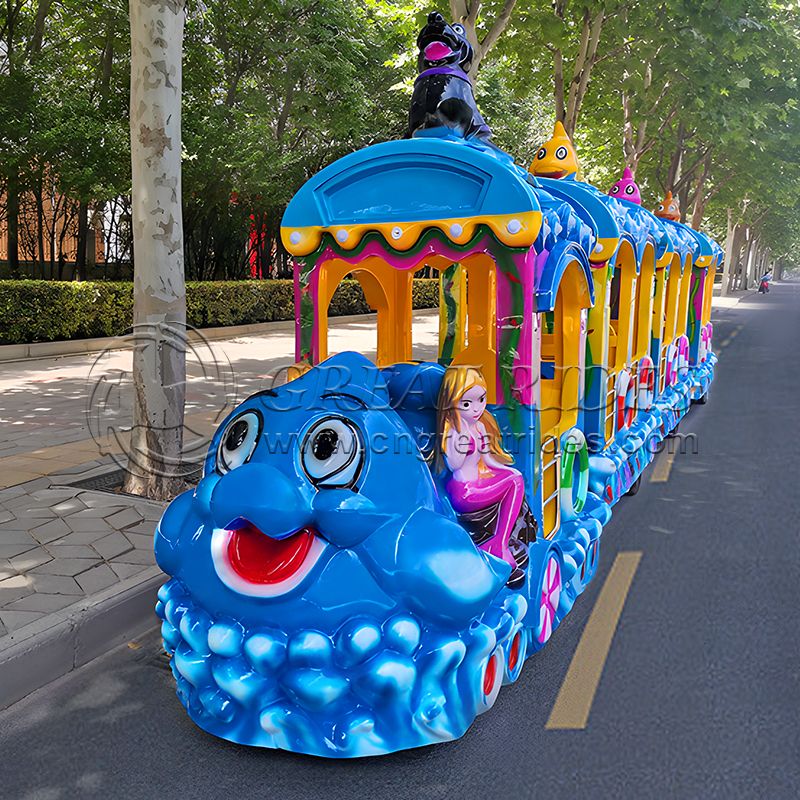 Ocean Theme Kids Commercial Mall Center Equipment Outdoor Amusement Park Rides Tourist Electric Trackless Train For Sale