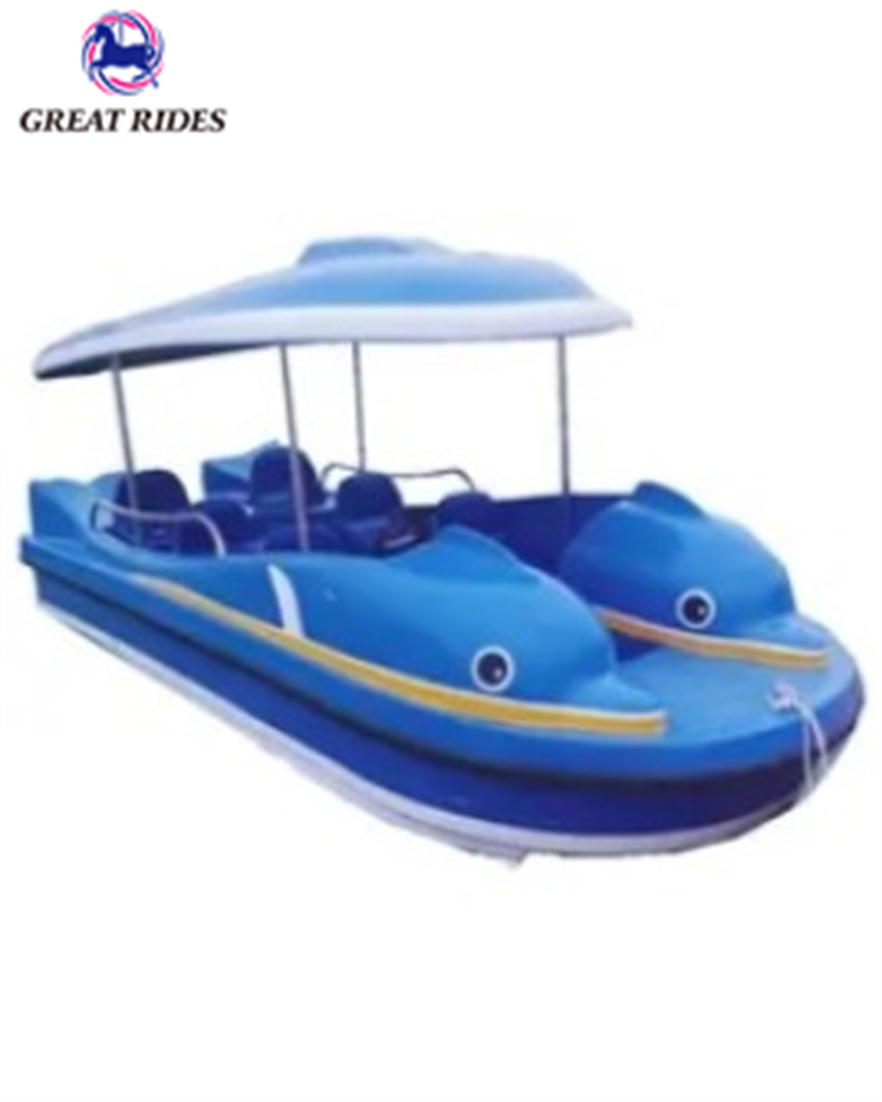 Popular Good Water Park Equipment 4.6m 6 Seats Fiberglass Electric Drifting Boat Motor Battery Tourist Leisure Boat for Sale