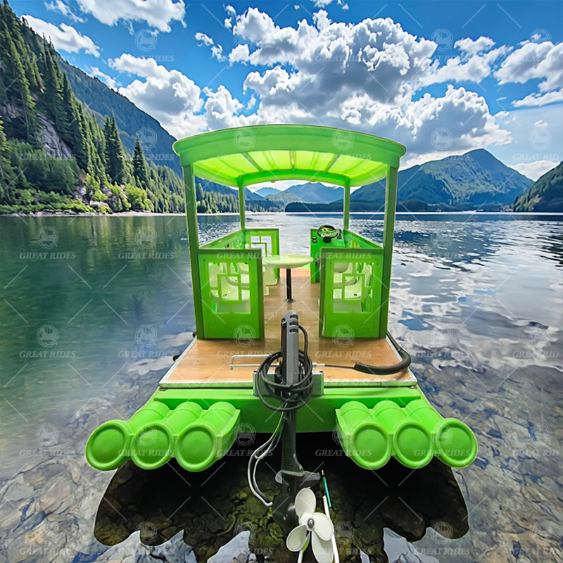 Traditional Bamboo Style Electric Boat 6-8 Persons with Battery Motor for Leisure Water Travel