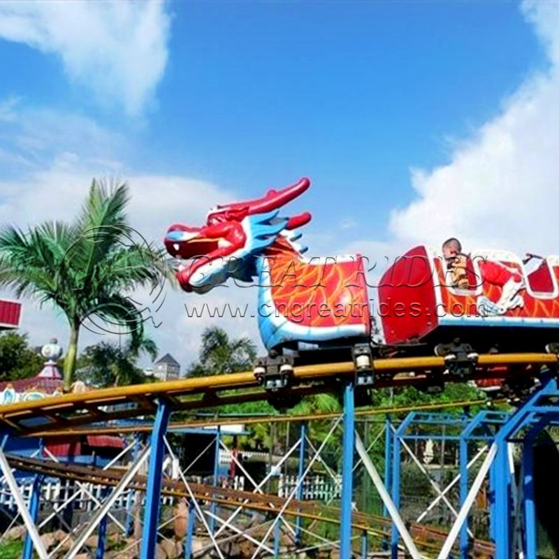 Amusement Rides Mini Roller Coaster Kiddie Spinning Slide Dragon Track Train 