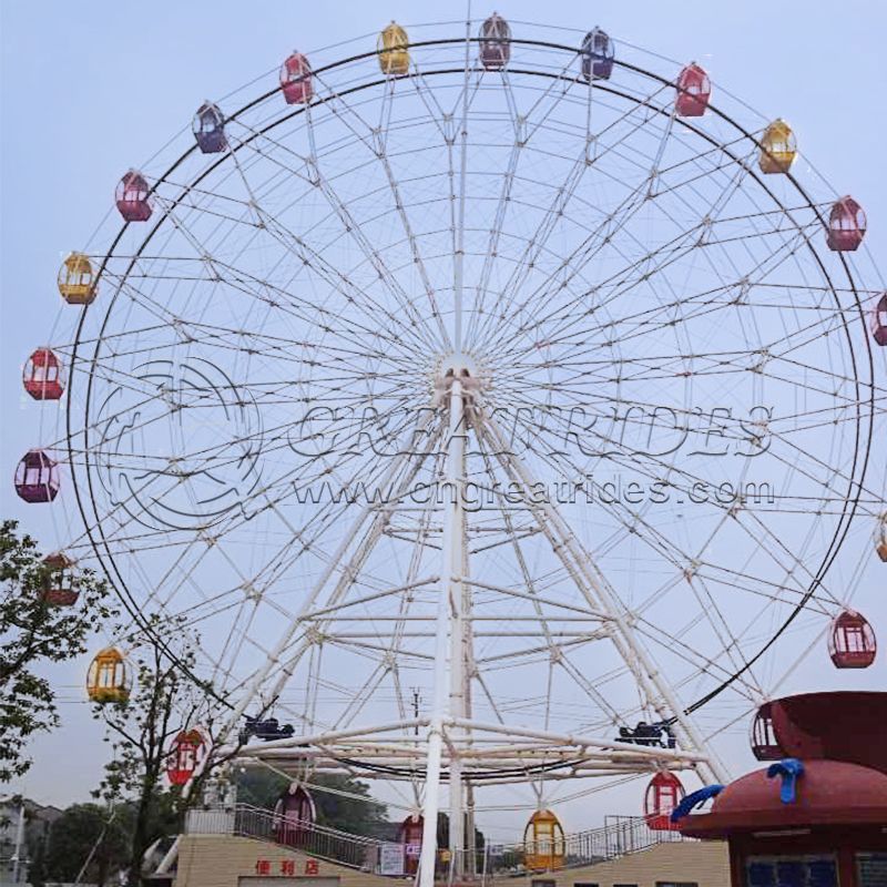 Directly Selling Rewinding Amusement Rotating Ride Kiddie Theme Park 42m Large Electric Ferris Wheel With Cabin 