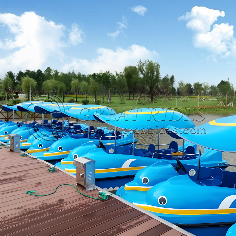 Popular Good Water Park Equipment 4.6m 6 Seats Fiberglass Electric Drifting Boat Battery Tourist Leisure Boat for Sale