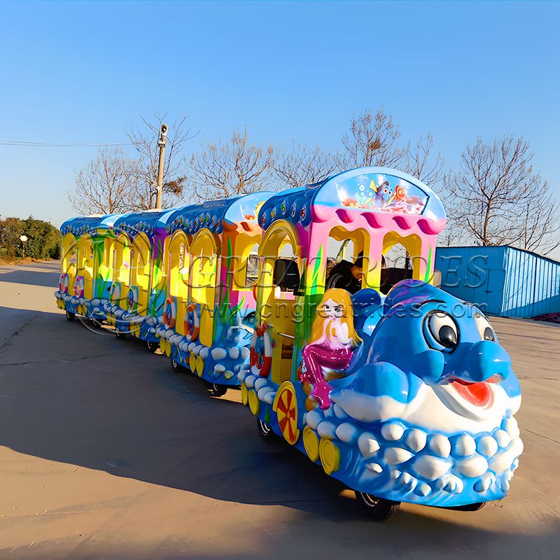 Ocean Theme Kids Commercial Mall Center Equipment Outdoor Amusement Park Rides Tourist Electric Trackless Train For Sale