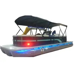 Chinese Supplier Fishing 22 Feet Pontoon Boat Aluminum Battery Motorized Houseboat Luxury Yacht With Slide
