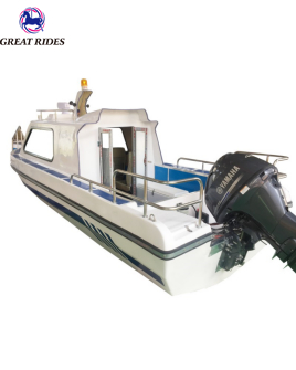 Half Cabin High Speed Sport Boat Fiberglass Patrol Cruiser Outboard Engine Yachts 