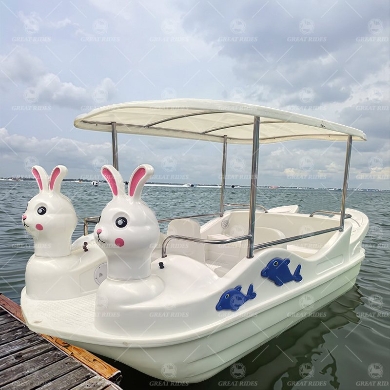 5-Seater Rabbit Electric Paddle Boat PE Plastic Watercraft for Amusement Parks and Scenic Lakes for Sale