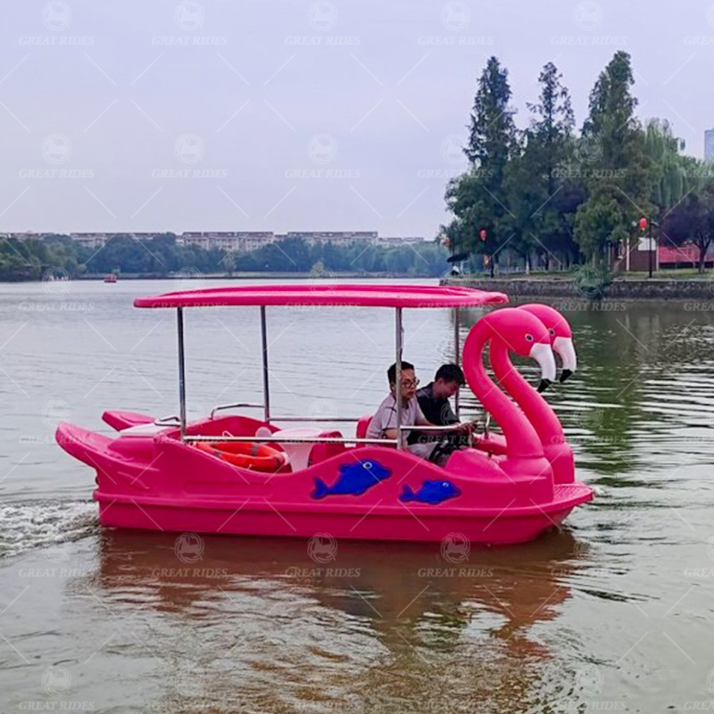 Flamingo 4-5 Seater Electric Boat PE Made Stable Drifting for Water Parks Lakes Family Rental Business