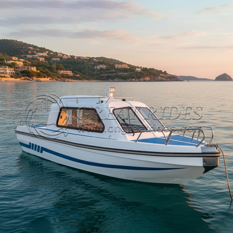 19.6 Feet Half Cabin High Speed Sport Boat Fiberglass Patrol Cruiser Outboard Engine Yachts 