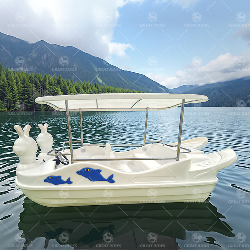 5-Seater Rabbit Electric Paddle Boat PE Plastic Watercraft for Amusement Parks and Scenic Lakes for Sale