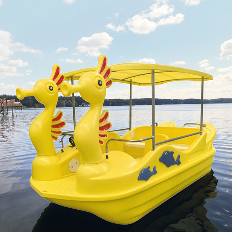 Stable Seahorse Style Electric Boat for 5 People Optional Canopy for Drifting Park Rentals