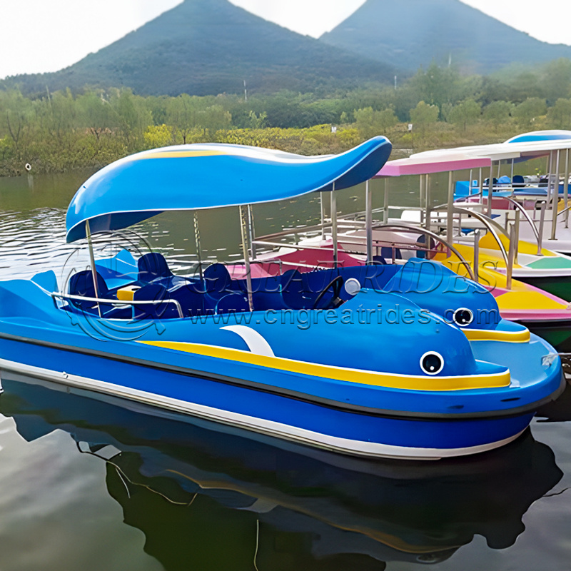 Popular Good Water Park Equipment 4.6m 6 Seats Fiberglass Electric Drifting Boat Battery Tourist Leisure Boat for Sale