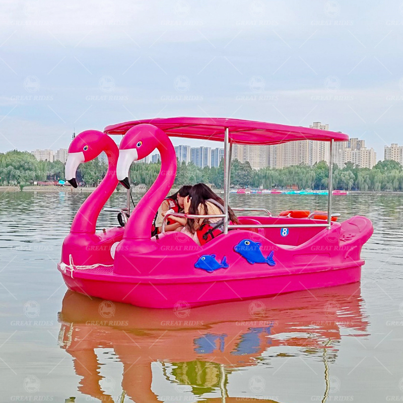 Flamingo 4-5 Seater Electric Boat PE Made Stable Drifting for Water Parks Lakes Family Rental Business