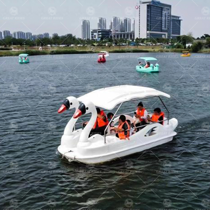 7 Seater Swan Boat PE Plastic Pedal Type for Lake Resort and Commercial Water Entertainment