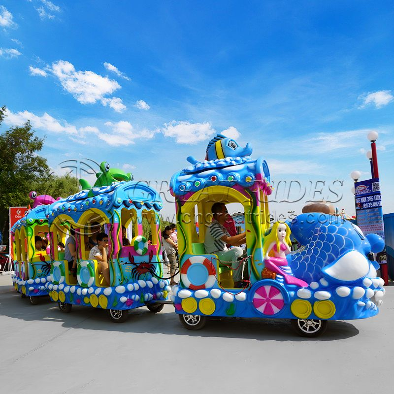 Ocean Theme Kids Commercial Mall Center Equipment Outdoor Amusement Park Rides Tourist Electric Trackless Train For Sale