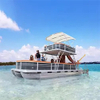 Chinese Supplier Fishing 22 Feet Pontoon Boat Aluminum Battery Motorized Houseboat Luxury Yacht With Slide