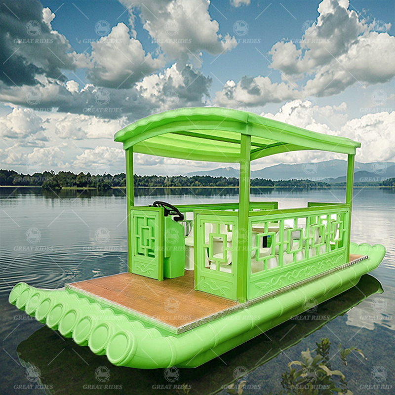 Traditional Bamboo Style Electric Boat 6-8 Persons with Battery Motor for Leisure Water Travel