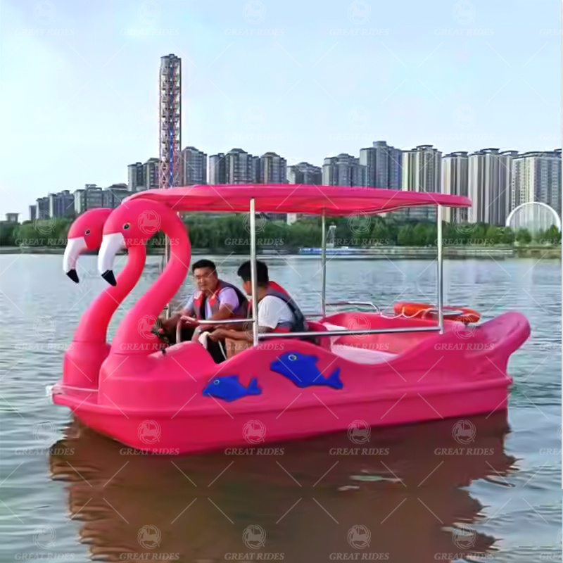 Flamingo 4-5 Seater Electric Boat PE Made Stable Drifting for Water Parks Lakes Family Rental Business