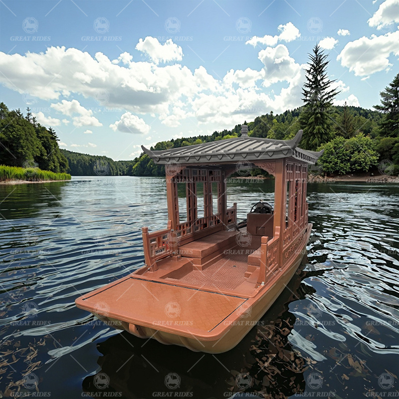 Chinese-Style Tourist Pleasure Boat with Pe Hull and Traditional Roof for Water Resorts
