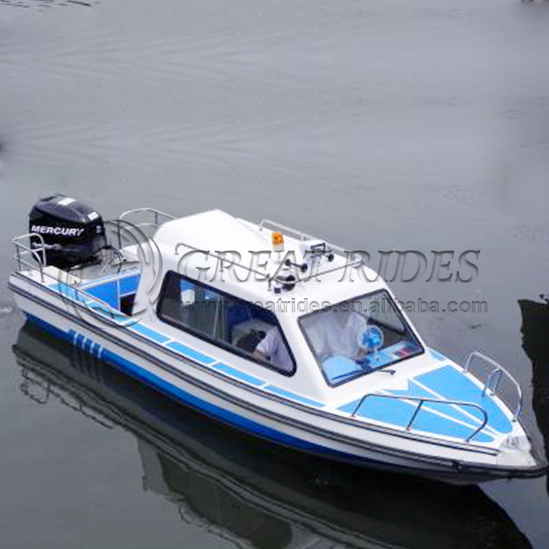 19.4 Feet Half Cabin High Speed Sport Boat Fiberglass Patrol Cruiser Outboard Engine Yachts 