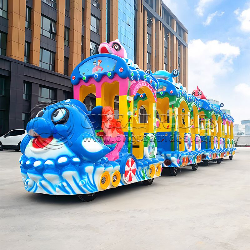 Ocean Theme Kids Commercial Mall Center Equipment Outdoor Amusement Park Rides Tourist Electric Trackless Train For Sale