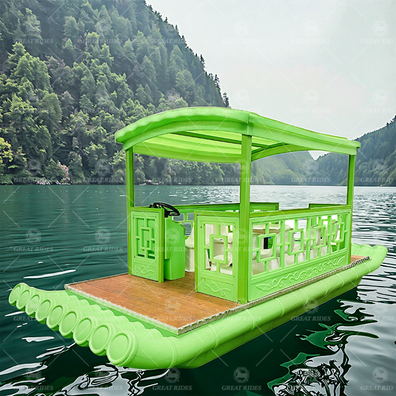 Traditional Bamboo Style Electric Boat 6-8 Persons with Battery Motor for Leisure Water Travel