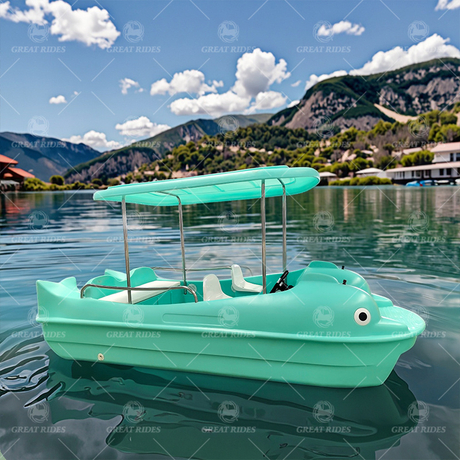 Dolphin Theme 5-Seat Electric Paddle Boat Stable PE Plastic Material for Kids Water Playground Attractions for Outdoor Drifting