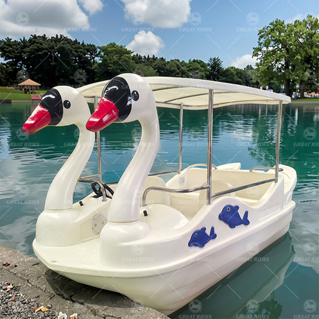2025 New Design Battery Powered Swan Electric Boat 4.1m 5-Person PE Ride for Rental Use for Sale