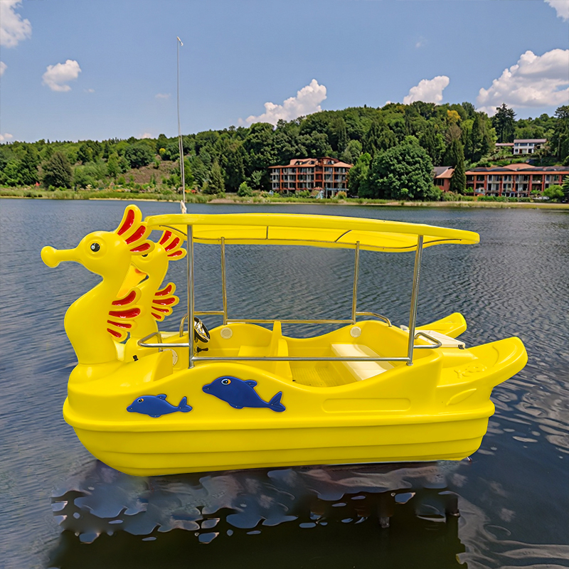 Stable Seahorse Style Electric Boat for 5 People Optional Canopy for Drifting Park Rentals