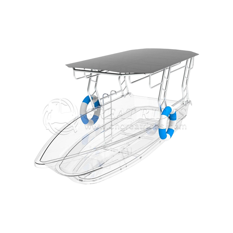 China Manufacturers 5.5m Transparent Polycarbonate Boat 12 Searter See Through Boat with 20-40HP Motor for Sale