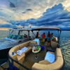 New Style 19ft 10 Capacity Fishing Leisure Cruiser Aluminum Pontoon Boats Party Floating House Boat With Slide