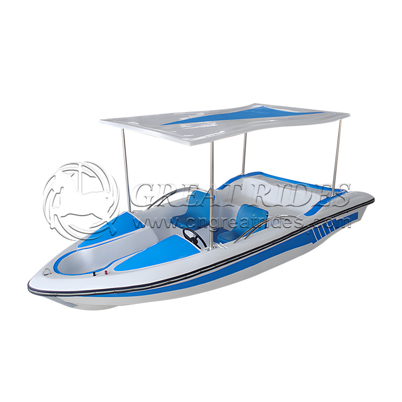 Hottest Product Water Play Equipment 5 Capacity Fiberglass Electric Boat Family Leisure Pedal Boat For Offshore Water