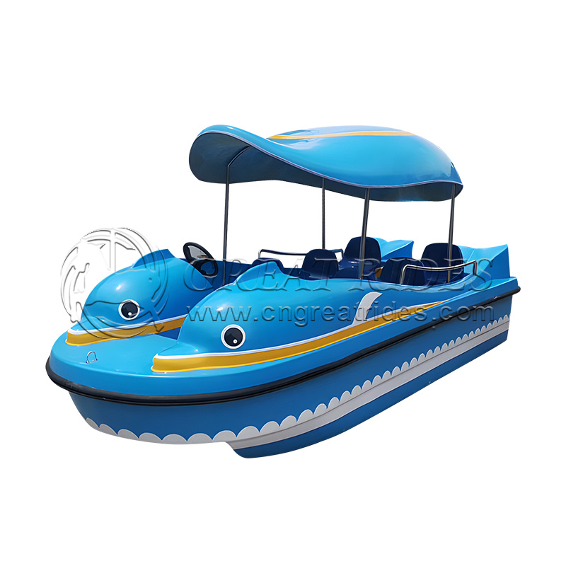 Popular Good Water Park Equipment 4.6m 6 Seats Fiberglass Electric Drifting Boat Battery Tourist Leisure Boat for Sale