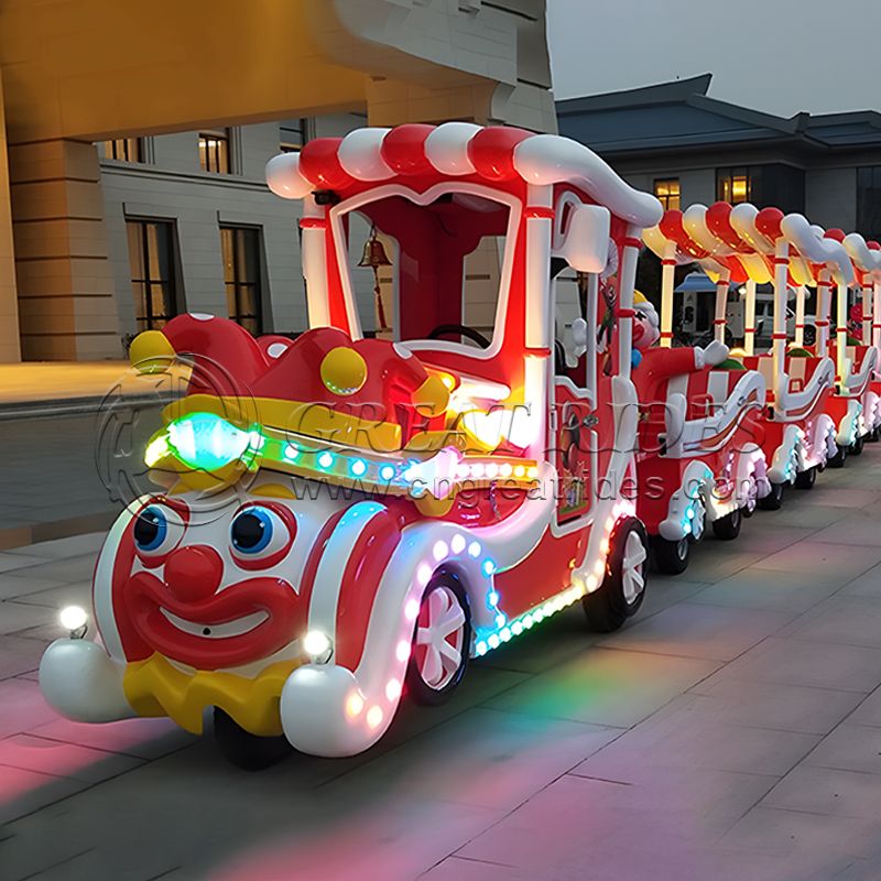 Good Shopping Mall Attractions Family Sightseeing Rides Amusement Park Rides Tourist Clown Electric Trackless Train